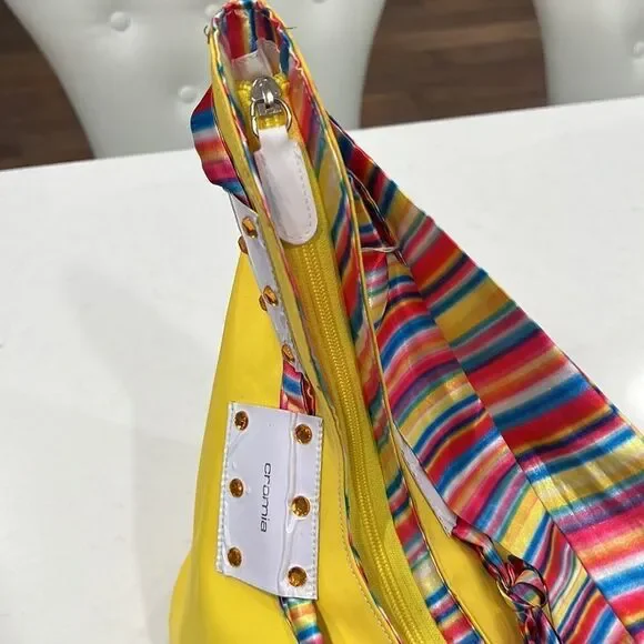 NWT Novelty Yellow Bag with colorful scarf detail New - Picture 3 of 7